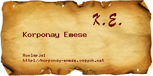 Korponay Emese névjegykártya